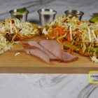 Patacones Shredded chicken or Shredded beef, cabbage and carrot salad, avocado, ham, mozarella cheese, mayonaise, ketchup and mustard in Denver Metro Area Colorado - D Maracuchos